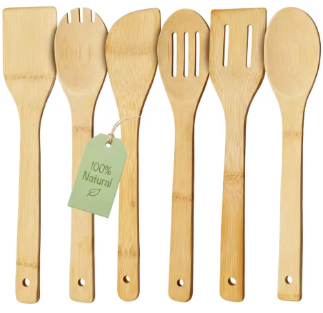 6 Pack - Wooden Kitchen Utensils